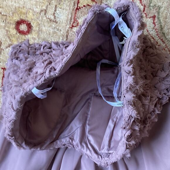 Calvin Klein Strapless Sweetheart Neckline Lined Mauve Dress Size 2 New - Picture 9 of 10